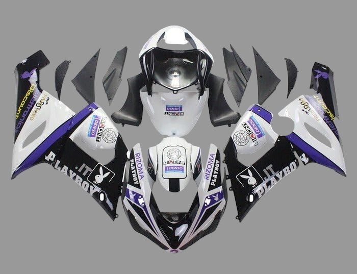 Kawasaki Ninja ZX6R 636 Fairings (2005-2006) Black, White, Purple Playboy at KingsMotorcycleFairings.com