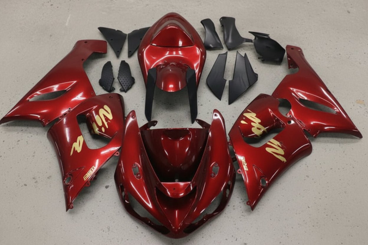 Kawasaki Ninja ZX6R 636 Fairings (2005-2006) Candy Red, Gold from KingsMotorcycleFairings.com