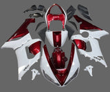 Kawasaki Ninja ZX6R 636 Fairings (2005-2006) White, Dark Red at KingsMotorcycleFairings.com
