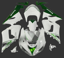 Kawasaki Ninja ZX6R 636 Fairings (2005-2006) White, Green at KingsMotorcycleFairings.com
