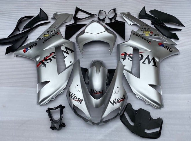 Kawasaki Ninja ZX6R 636 Fairings (2007-2008) Silver West at KingsMotorcycleFairings.com