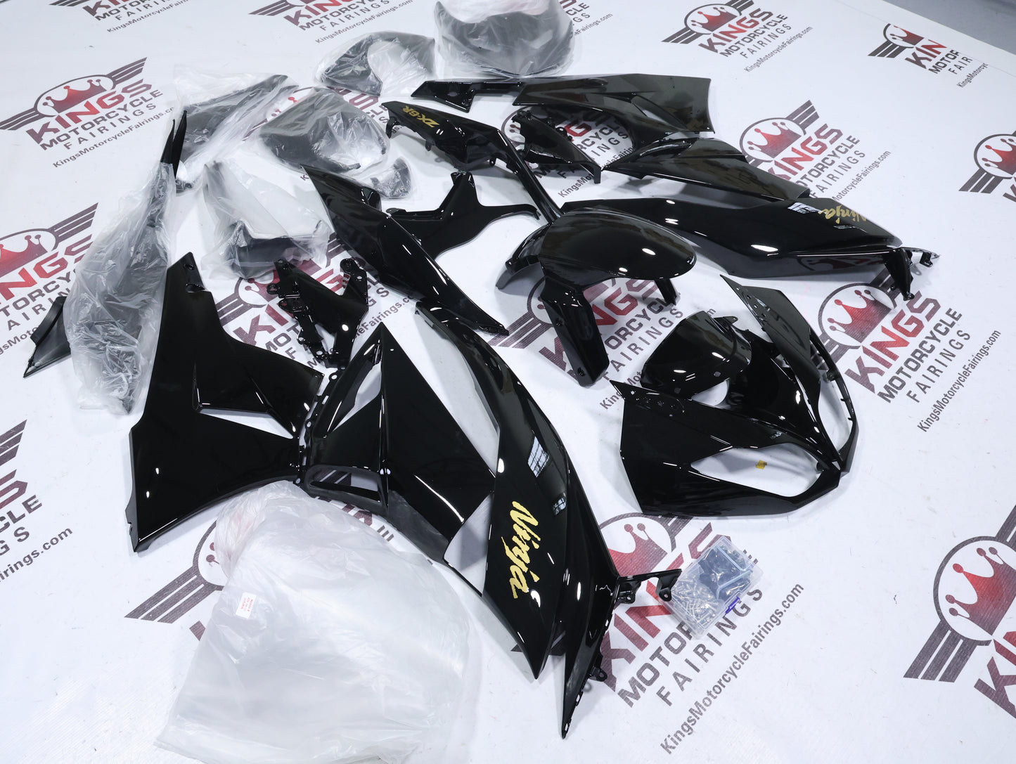Kawasaki Ninja ZX6R 636 Fairings (2009-2012) Black, Gold from KingsMotorcycleFairings.com
