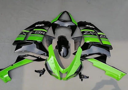 Kawasaki Ninja ZX6R 636 Fairings (2009-2012) Green, Black, Silver at KingsMotorcycleFairings.com
