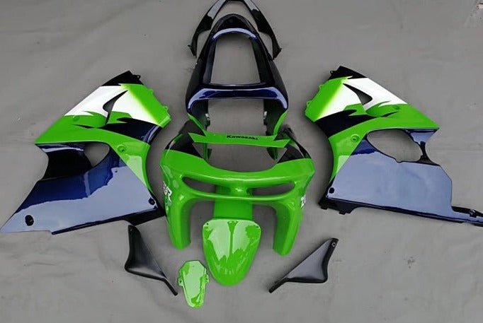 Kawasaki Ninja ZX6R 636 Fairings (2009-2012) Green, Dark Blue, White at KingsMotorcycleFairings.com