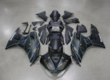 Kawasaki Ninja ZX6R 636 Fairings (2009-2012) Matte Black, Blue Stripes at KingsMotorcycleFairings.com