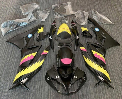 Kawasaki Ninja ZX6R 636 Fairings (2009-2012) Matte Black, Yellow, Pink at KingsMotorcycleFairings.com