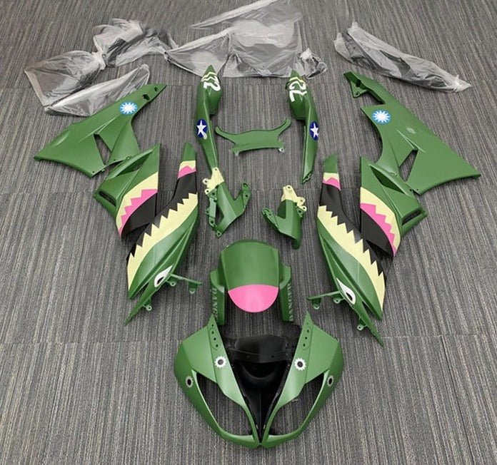 Kawasaki Ninja ZX6R 636 Fairings (2009-2012) Matte Green, Yellow, Pink at KingsMotorcycleFairings.com