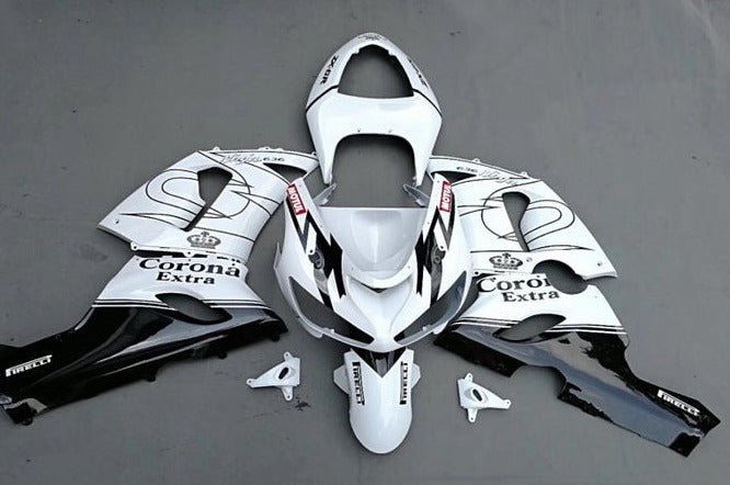 Kawasaki Ninja ZX6R 636 Fairings (2009-2012) White, Black, Corona Extra at KingsMotorcycleFairings.com