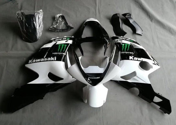 Kawasaki Ninja ZX6R 636 Fairings (2009-2012) White, Black, Green Monster at KingsMotorcycleFairings.com