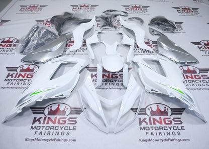 Kawasaki Ninja ZX6R 636 Fairings (2013-2018) White, Silver, Lime Green from KingsMotorcycleFairings.com