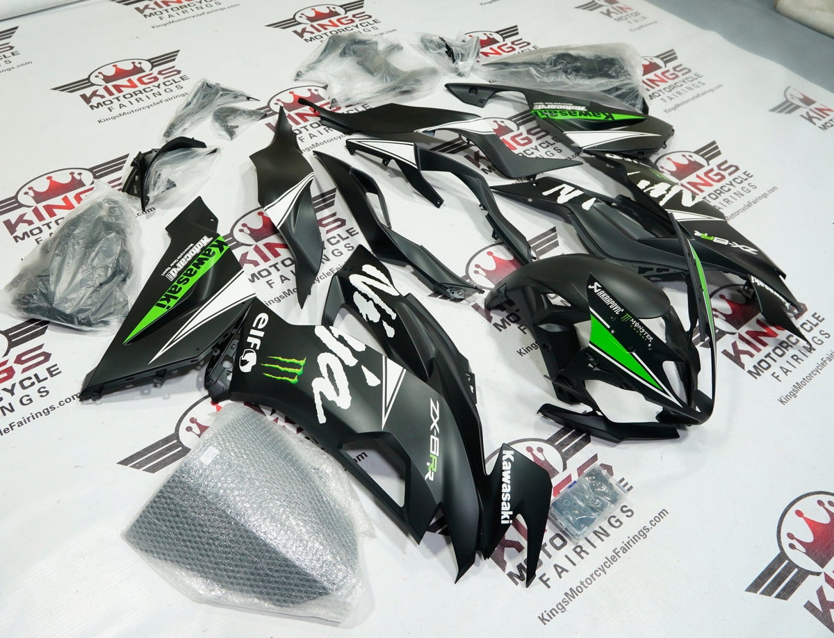 Kawasaki Ninja ZX6R 636 Fairings (2019-2023) Matte Black, Green, White Elf from KingsMotorcycleFairings.com