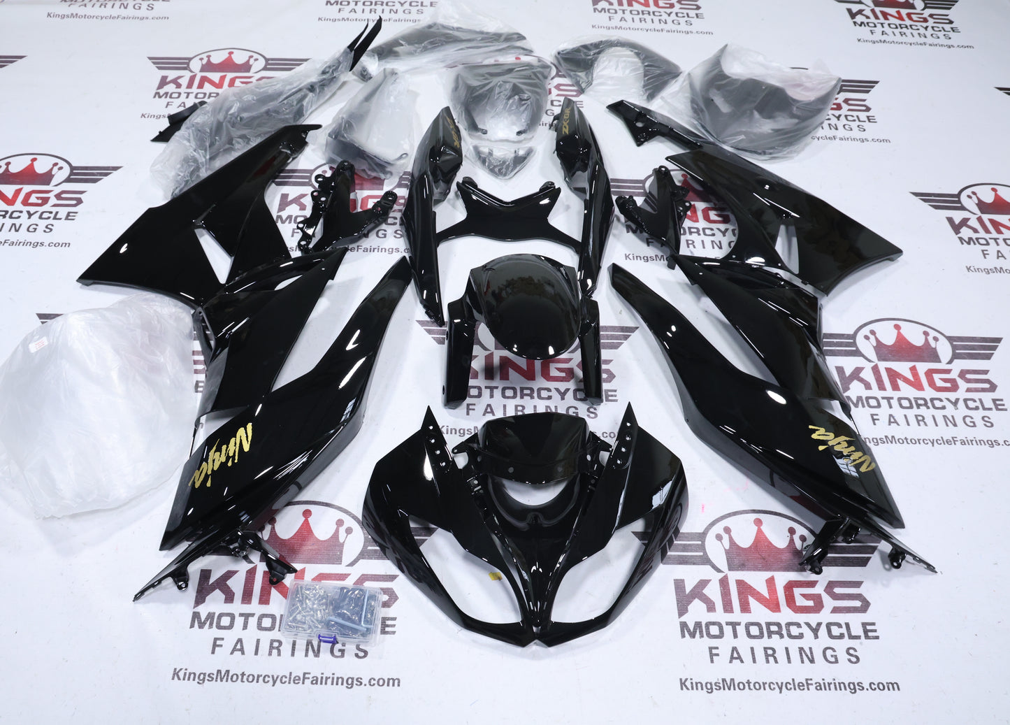 Kawasaki Ninja ZX6R Fairings (2009-2012) Black, Gold from KingsMotorcycleFairings.com