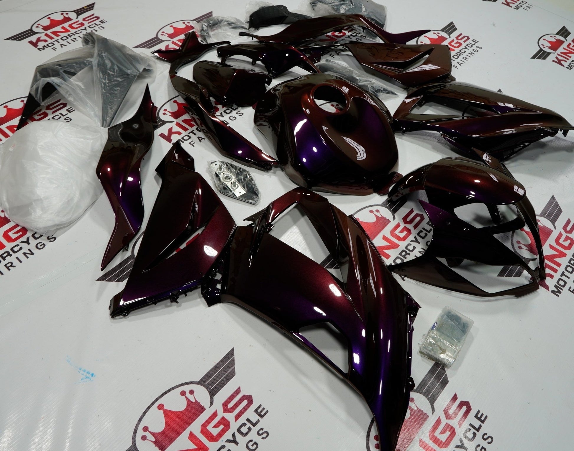 Kawasaki Ninja ZX6R Fairings (2013-2018) Chameleon Purple, Orange at KingsMotorcycleFairings.com