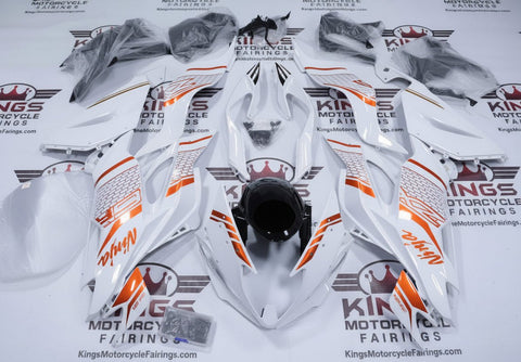 Kawasaki Ninja ZX6R Fairings (2019-2023) White, Orange, Black, Honeycomb from KingsMotorcycleFairings.com