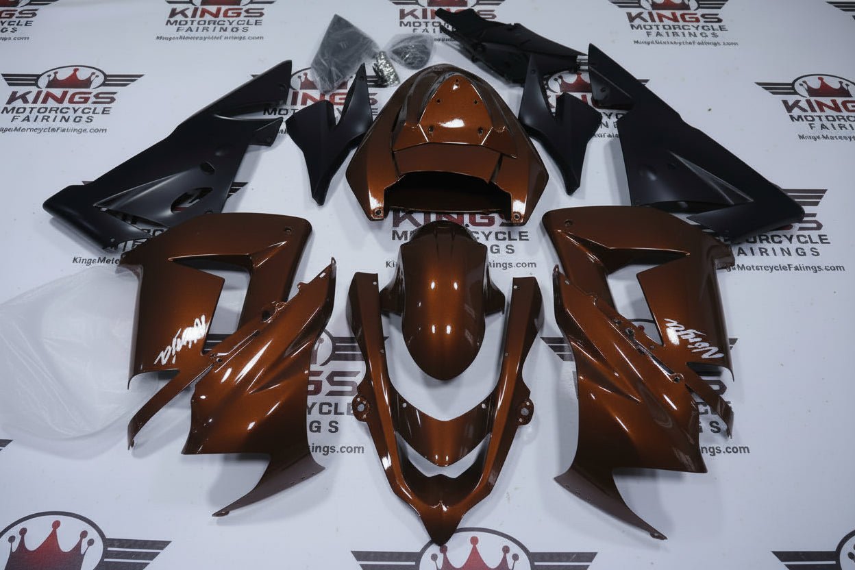 Kawasaki ZX-10R Fairings (2004-2005) Brown, Matte Black from KingsMotorcycleFairings.com
