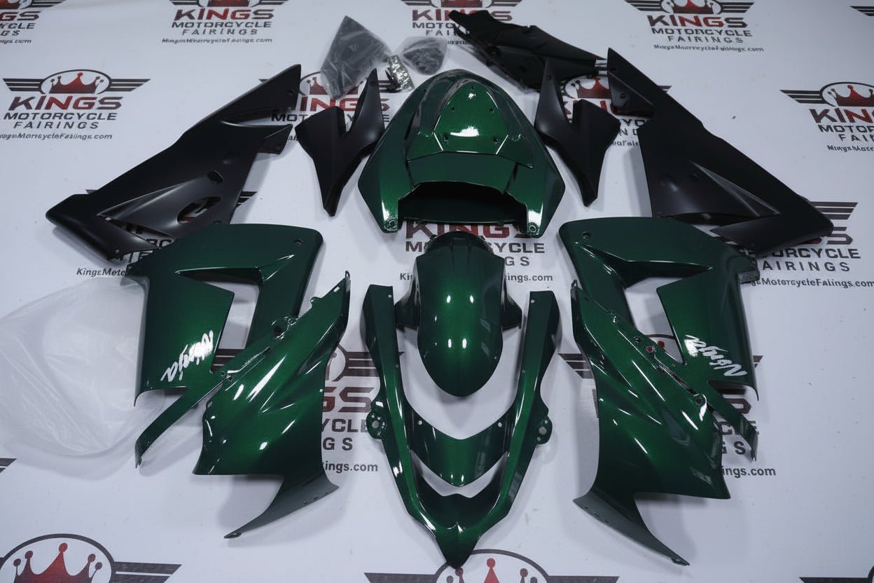 Kawasaki ZX-10R Fairings (2004-2005) Dark Green, Matte Black from KingsMotorcycleFairings.com
