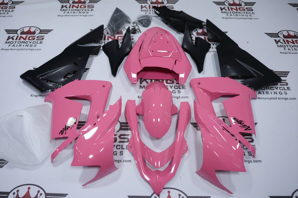 Kawasaki ZX-10R Fairings (2004-2005) Pink, Matte Black from KingsMotorcycleFairings.com