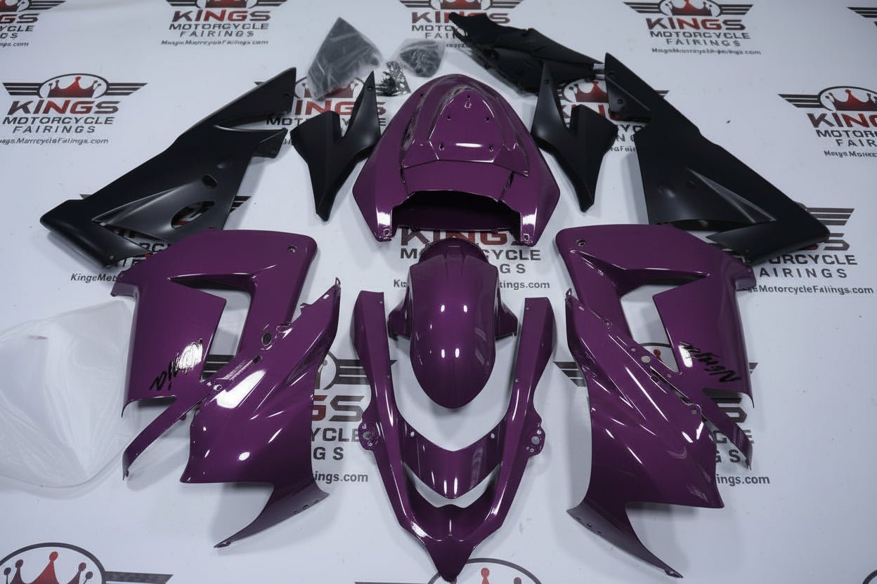 Kawasaki ZX-10R Fairings (2004-2005) Purple, Matte Black from KingsMotorcycleFairings.com