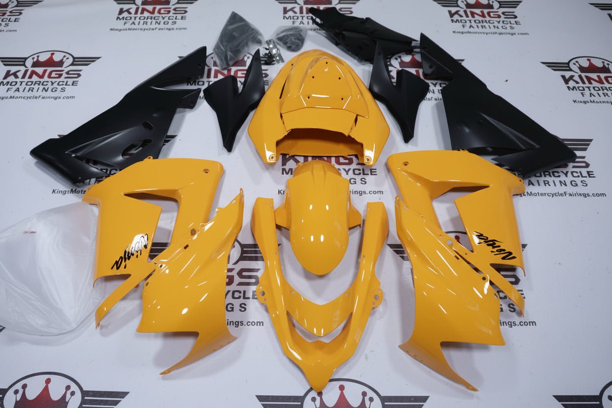 Kawasaki ZX-10R Fairings (2004-2005) Yellow, Matte Black from KingsMotorcycleFairings.com
