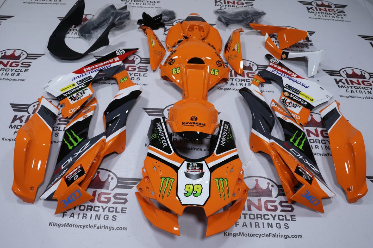 Kawasaki ZX-10R Fairings (2021-2025) Orange, Black, Monster at KingsMotorcycleFairings.com