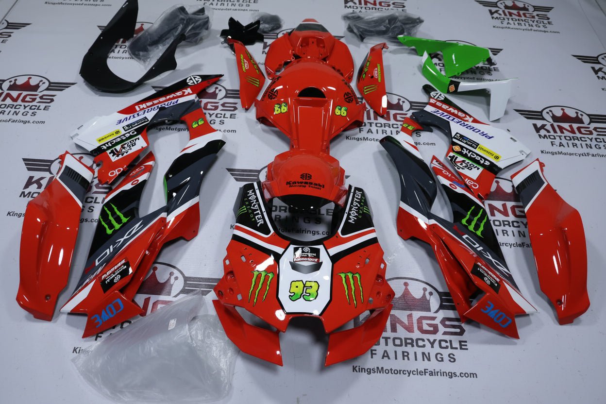 Kawasaki ZX-10R Fairings (2021-2025) Red, Black Monster at KingsMotorcycleFairings.com