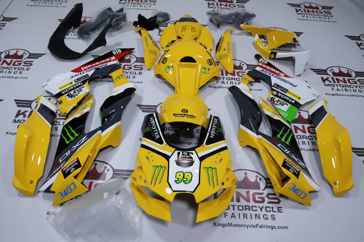 Kawasaki ZX-10R Fairings (2021-2025) Yellow, Black Monster at KingsMotorcycleFairings.com