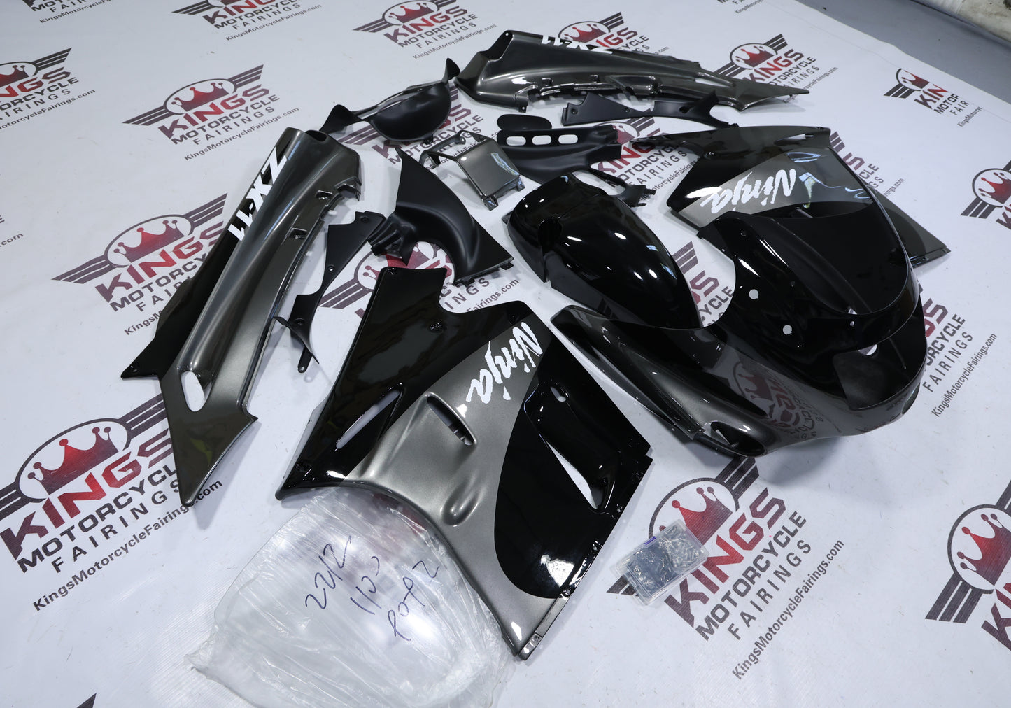 Kawasaki ZX-11 / ZZR1100 C Model Fairings (1990-1992) Black, Gray, White from KingsMotorcycleFairings.com