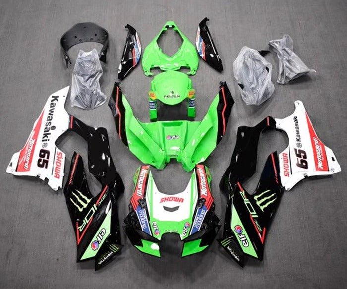 Kawasaki ZX10RR Fairings (2021-2025) Green, Black, White, Red, Showa at KingsMotorcycleFairings.com