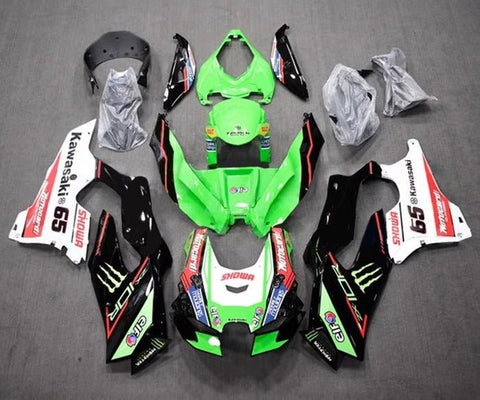 Kawasaki ZX10RR Fairings (2021-2025) Green, Black, White, Red, Showa at KingsMotorcycleFairings.com