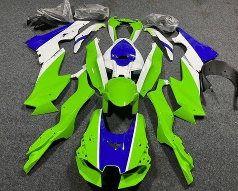 Kawasaki ZX10RR Fairings (2021-2025) Green, White, Blue at KingsMotorcycleFairings.com