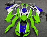 Kawasaki ZX10RR Fairings (2021-2025) Green, White, Blue from KingsMotorcycleFairings.com