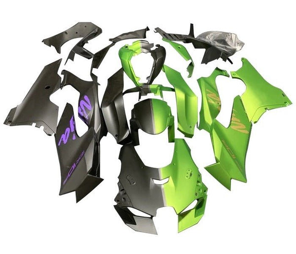 Kawasaki ZX10RR Fairings (2021-2025) Matte Black, Matte Green Split at KingsMotorcycleFairings.com