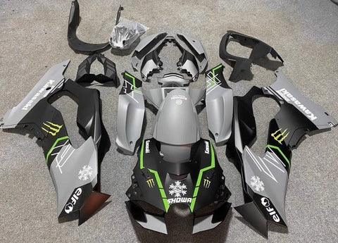 Kawasaki ZX10RR Fairings (2021-2025) Matte Gray, Black, Green at KingsMotorcycleFairings.com