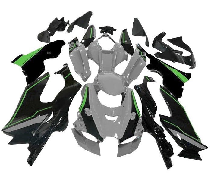 Kawasaki ZX10RR Fairings (2021-2025) Nardo Gray, Black, Green at KingsMotorcycleFairings.com