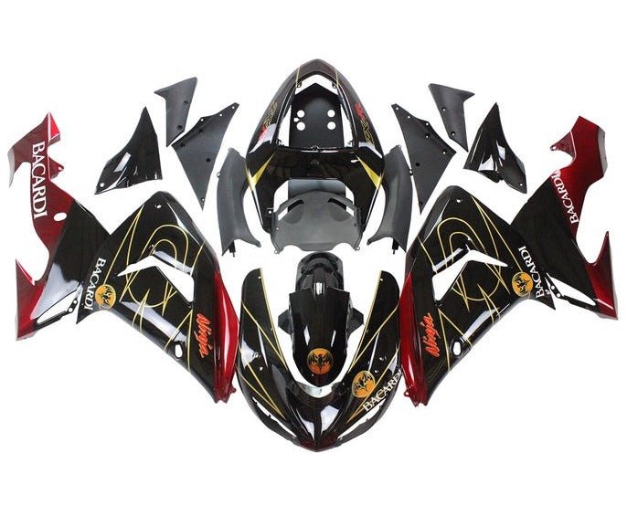 Kawasaki ZX10R Fairing Kit (2006-2007) Black, Red, Gold, Bacardi at KingsMotorcycleFairings.com