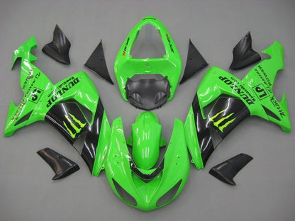 Kawasaki ZX10R Fairing Kit (2006-2007) Green, Black, Monster, Dunlop at KingsMotorcycleFairings.com