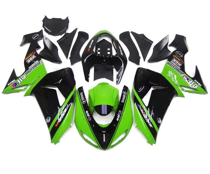 Kawasaki ZX10R Fairing Kit (2006-2007) Green, Black, Stripe, Elf at KingsMotorcycleFairings.com