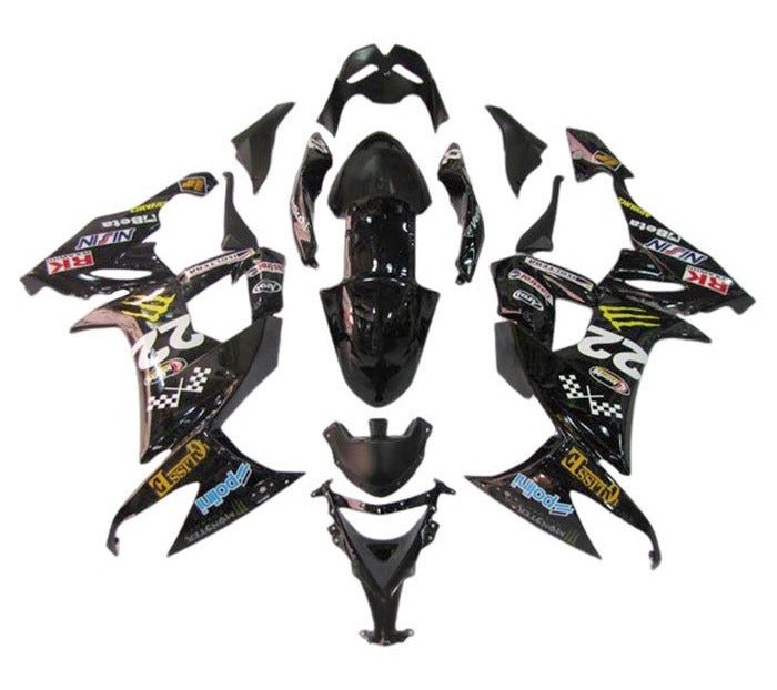 Kawasaki ZX10R Fairing Kit (2008-2010) Black, Yellow Monster at KingsMotorcycleFairings.com