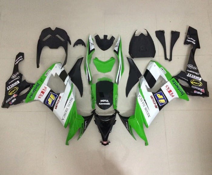 Kawasaki ZX10R Fairing Kit (2008-2010) Green, Black, White, Petas at KingsMotorcycleFairings.com