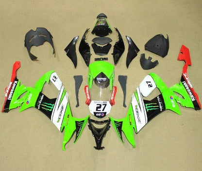 Kawasaki ZX10R Fairing Kit (2008-2010) Green, White Black, Red #27 at KingsMotorcycleFairings.com