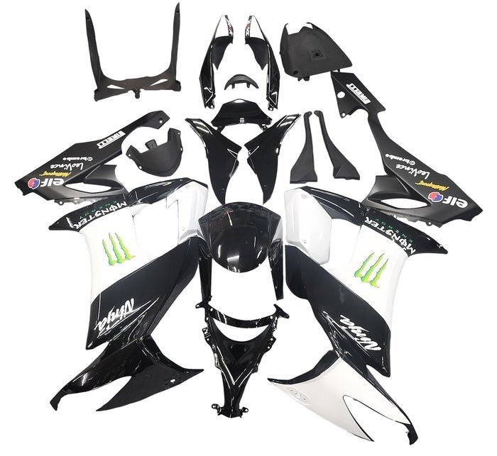 Kawasaki ZX10R Fairings Kit (2008-2010) Black, White, Monster at KingsMotorcycleFairings.com