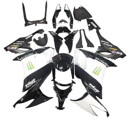 Kawasaki ZX10R Fairings Kit (2008-2010) Black, White, Monster at KingsMotorcycleFairings.com