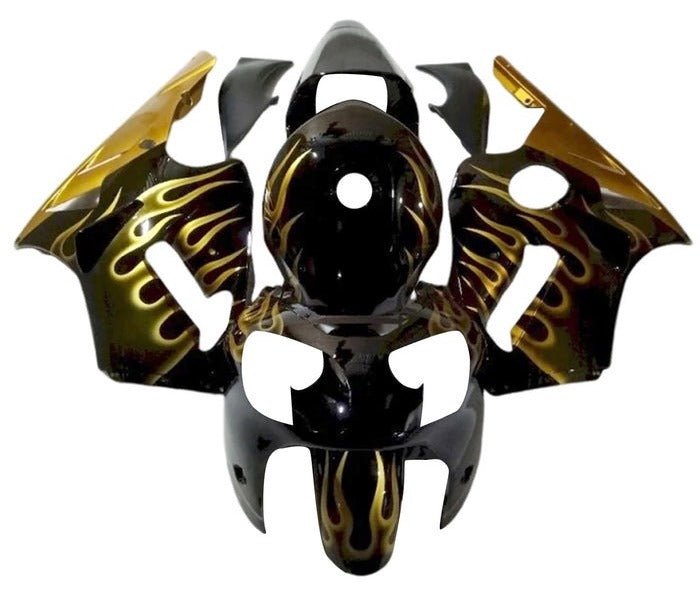 Kawasaki ZX12R Ninja Fairings (2000-2001) Black, Gold Flames at KingsMotorcycleFairings.com