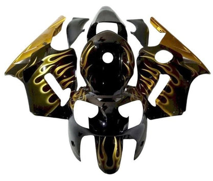 Kawasaki ZX12R Ninja Fairings (2000-2001) Black, Gold Flames at KingsMotorcycleFairings.com