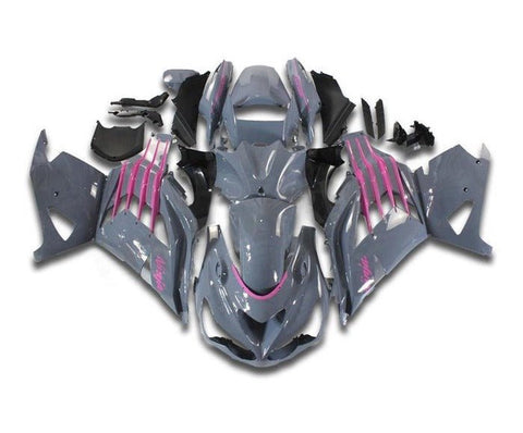 Kawasaki ZX14R Fairings (2012-2024) Gloss Gray, Pink at KingsMotorcycleFairings.com