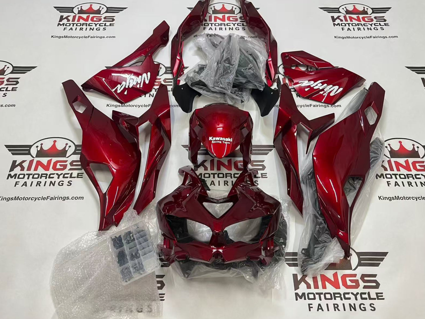 Kawasaki ZX4RR Fairing Kit (2019-2025) Candy Red, White KRT from KingsMotorcycleFairings.com