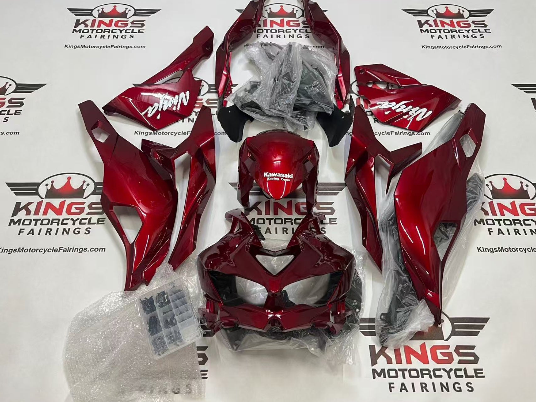 Kawasaki ZX4RR Fairing Kit (2019-2025) Candy Red, White KRT from KingsMotorcycleFairings.com