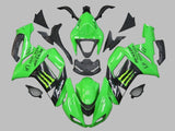 Kawasaki ZX6R 636 Fairing Kit (2007-2008) Green, Black, White Monster Energy at KingsMotorcycleFairings.com