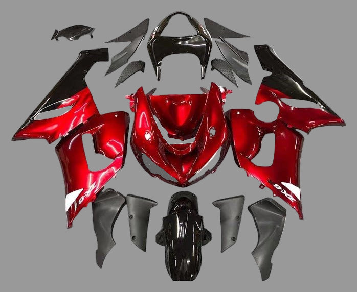 Kawasaki ZX6R 636 Fairings (2005-2006) Dark Candy Red, Black by KingsMotorcycleFairings.com