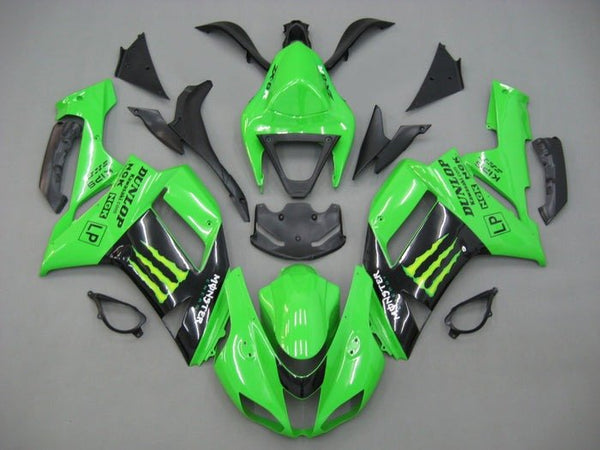 Kawasaki ZX6R 636 Fairings (2007-2008) Green, Black, White Monster Energy at KingsMotorcycleFairings.com